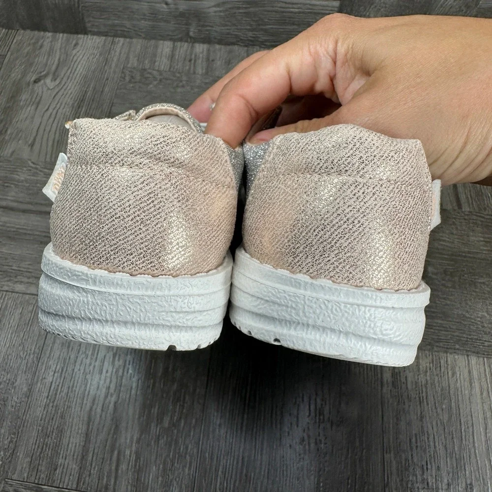Hey Dude Wendy Shoes Kids Size C12 Rose Gold Metallic Sparkle Glitter NEW